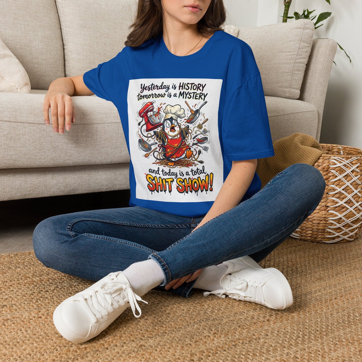 T-Shirt — "Yesterday is History, Tomorrow is a Mystery" Funny Chef Shit Show Graphic